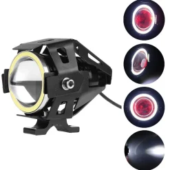 FARO ANTERIORE PER MOTO QUAD FARETTO CREE LED U 7 CON BORDO CORNICE COLORATA