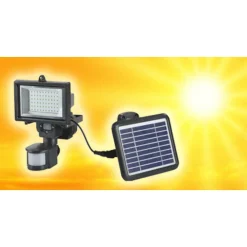 FARO FARETTO 60 LED SENSORE MOVIMENTO E PANNELLO SOLARE RICARICABILE LUCE BIANCA