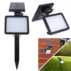 FARO FARETTO LED GIARDINO 48 LED 10W PICCHETTO PANNELLO ENERGIA SOLARE 2000MAH