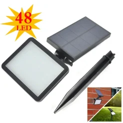 FARO FARETTO LED GIARDINO 48 LED 10W PICCHETTO PANNELLO ENERGIA SOLARE 2000MAH