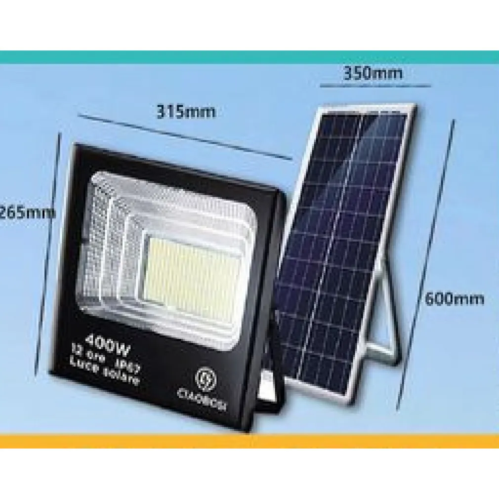 FARO FARETTO LED PANNELLO SOLARE FOTOVOLTAICO 400W IP67 CON CREPUSCOLARE LED-9752