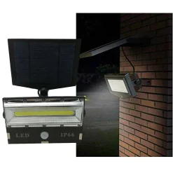 FARO FARETTO LED SENSORE MOVIMENTO E PANNELLO SOLARE RICARICABILE LUCE BIANCA