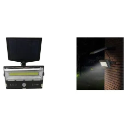 FARO FARETTO LED SENSORE MOVIMENTO E PANNELLO SOLARE RICARICABILE LUCE BIANCA