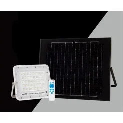FARO FARETTO PANNELLO SOLARE 100 W LUCE FREDDA 6500K IP65 TELECOMANDO S12A-100W