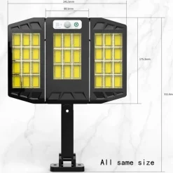 FARO LAMPIONE A LED COB CON PANNELLO SOLARE FOTOVOLTAICO SENSORE MOVIMENTO 30W