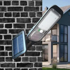 FARO LAMPIONE STRADALE PANNELLO SOLARE SENSORE DI MOVIMENTO 24 LED 120W JX-516