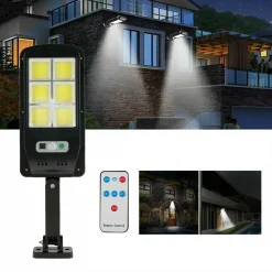 FARO LAMPIONE STRADALE PANNELLO SOLARE FOTOVOLTAICO SENSORE 120 LED COB 5195