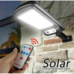 FARO LAMPIONE STRADALE PANNELLO SOLARE FOTOVOLTAICO SENSORE 6 LED COB CON TELECOMANDO