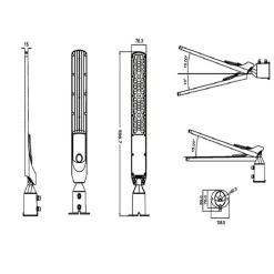 FARO LAMPIONE STRADALE ULTRA SLIM A LED 100 W INCLINABILE 90° LUCE 6500K IP65 RA-100W