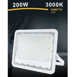 FARO LED 200 WATT ULTRA SLIM ESTERNO BIANCO IP65 LUCE 6500K 4000K 3000K FS200W-B