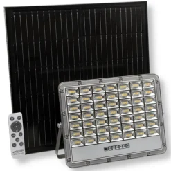FARO LED FLOODLIGHT 2000LM IP65 GRIGIO CON PANNELLO SOLARE TELECOMANDO CCT TK08-200W-3C