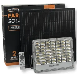 FARO LED FLOODLIGHT 2000LM IP65 GRIGIO CON PANNELLO SOLARE TELECOMANDO CCT TK08-200W-3C