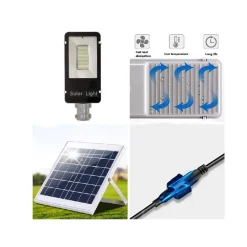 FARO LED LAMPIONE STRADALE 100W LUCE FREDDA CON PANNELLO SOLARE E STAFFA FB6100