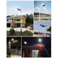 FARO LED LAMPIONE STRADALE 100W LUCE FREDDA CON PANNELLO SOLARE E STAFFA FB6100