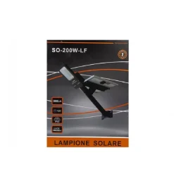 FARO LED LAMPIONE 200W CON PANNELLO ENERGIA SOLARE KIT STAFFA INCLUSO SO-200W-LF