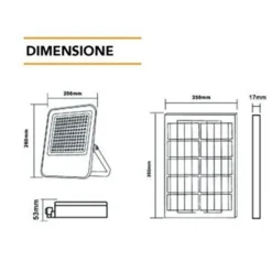 FARO LED PROIETTORE DA ESTERNO 180W CON PANNELO SOLARE LUCE FREDDA 7000K SL-801-200-7000K