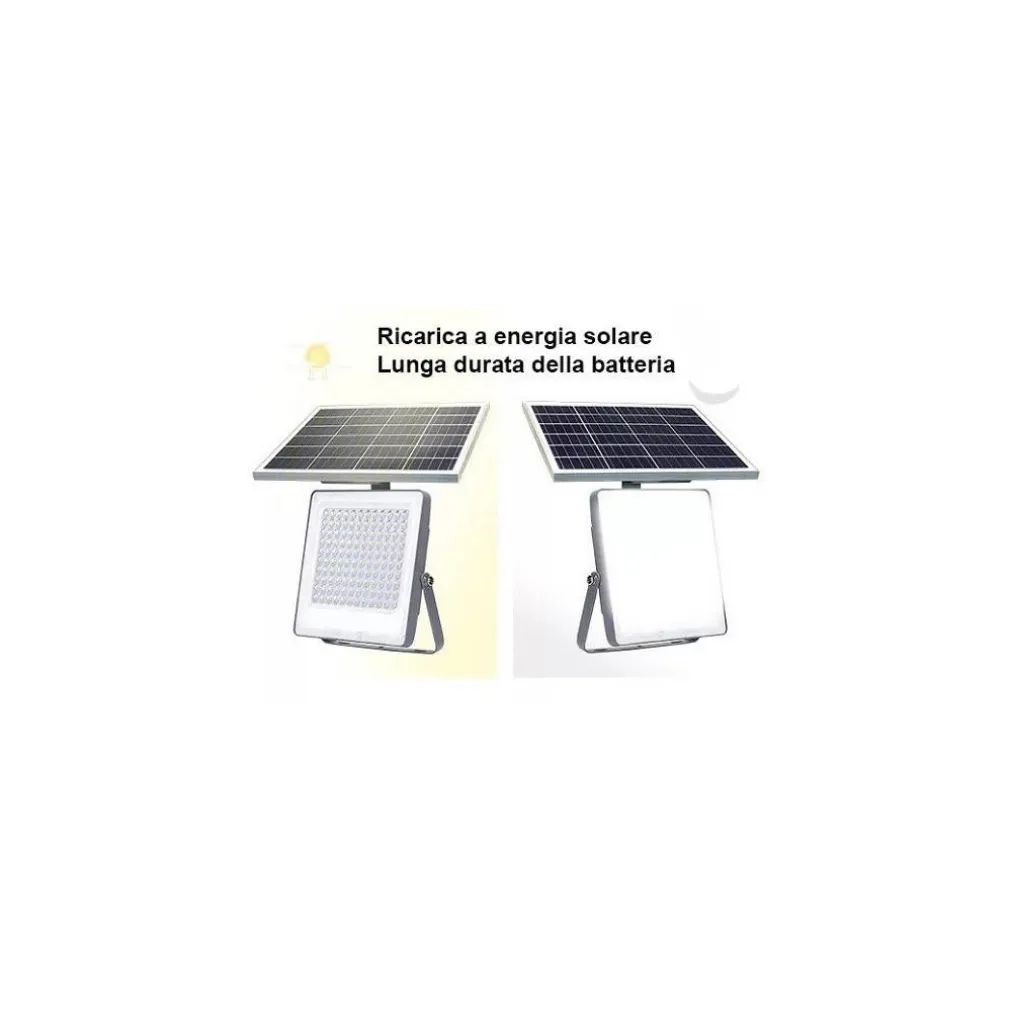 FARO LED SOLARE CREPUSCOLARE 20W PANNELLO ENERGIA SOLARE TELECOMANDO IP65 SL-20W