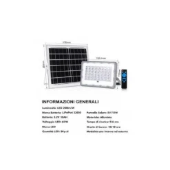 FARO LED SOLARE 60W CREPUSCOLARE PANNELLO ENERGIA SOLARE TELECOMANDO IP65 SL-60W
