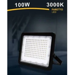 FARO LED 100W FARETTO ULTRA SLIM ESTERNO NERO IP65 LUCE 6500K 4000K 3000K FS100W-N