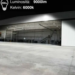 FARO LED 200W LUCE ALTA LUMINOSITA FARETTO PROIETTORE ESTERNO SLIM BIANCO FREDDO