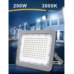FARO LED 200W ULTRA SLIM ESTERNO GRIGIO IP65 LUCE 6500K 4000K 3000K FS200W-G5