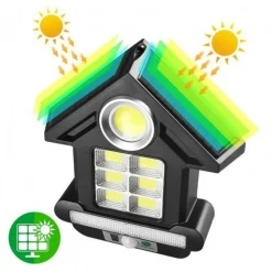 FARO SOLARE CON PANNELLO FARETTO SENSORE MOVIMENTO 81LED COB TELECOMANDO CL-S180