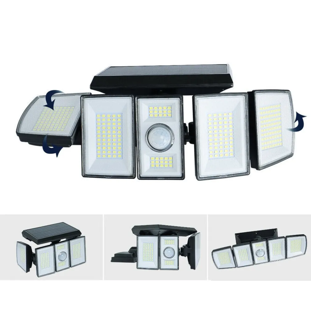 FARO SOLARE LED ORIENTABILE FARETTO TELECOMANDO SENSORE DI MOVIMENTO 300 LED