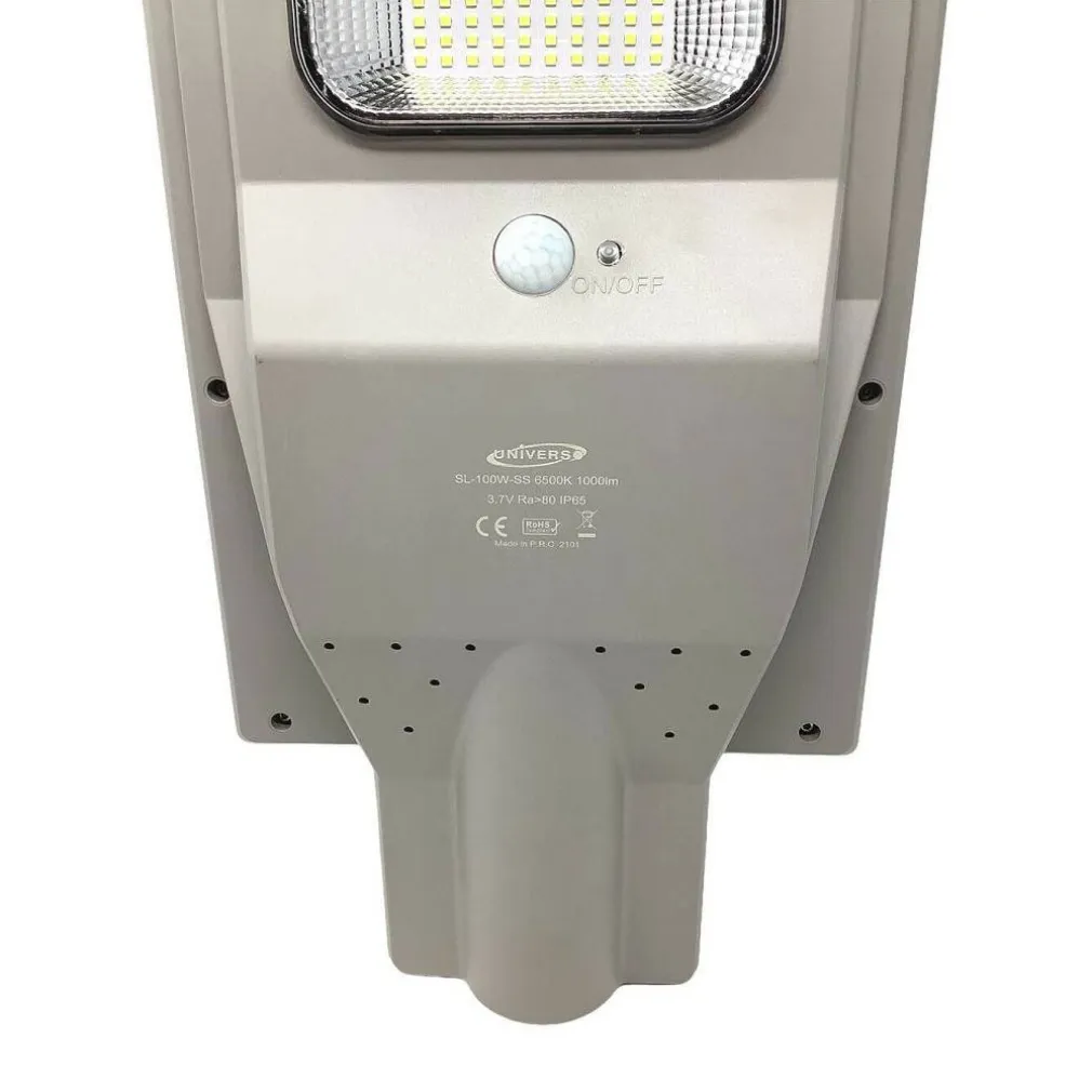 FARO STRADALE LED SOLARE 100 W LUCE 6500K LAMPIONE SENSORE MOVIMENTO SL-100W-SS