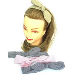 FASCIA ELASTICA 2 PEZZI QUADRI ANNODATA FIOCCO RETRO FERMA CAPELLI ACCESSORI