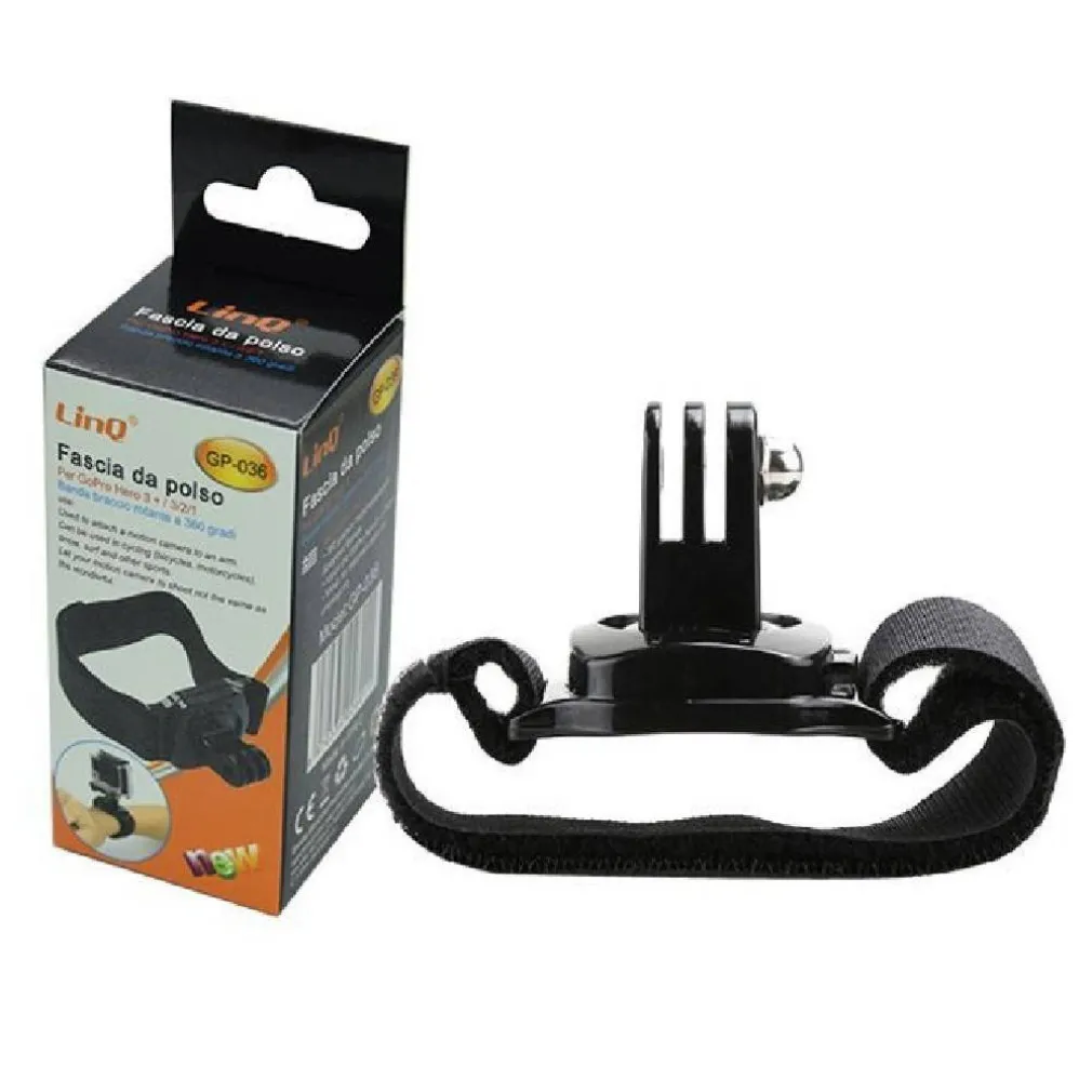 FASCIA GOPRO HERO 3+/3/2/1 SUPPORTO POLSO MANO BRACCIO FIBBIA ROTANTE 360° GP-036