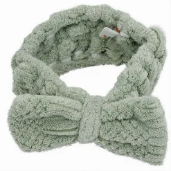 FASCIA PER CAPELLI DOCCIA SHAMPOO ASCIUGAMANO TRUCCO SPUGNA FIOCCO VERDE 79620