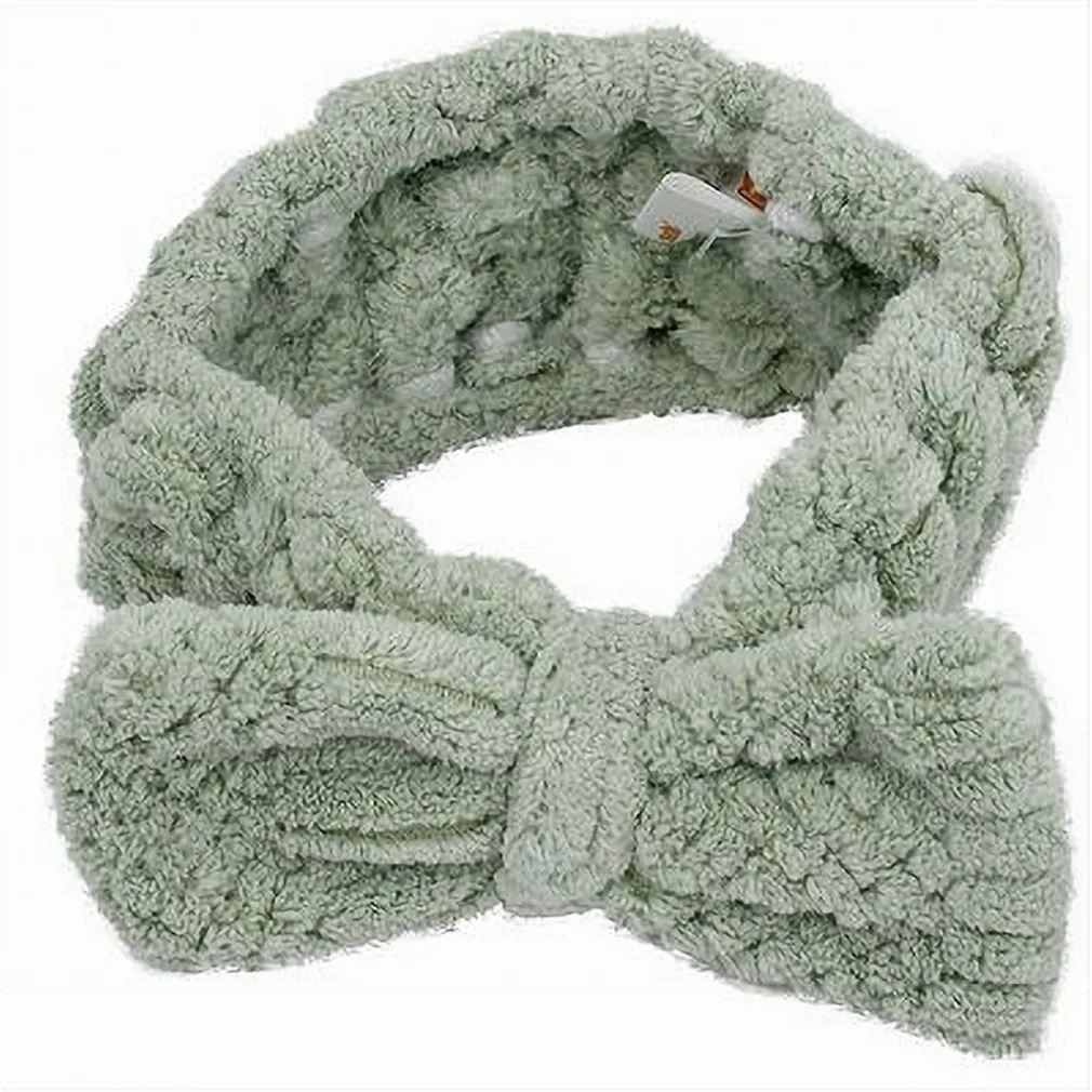 FASCIA PER CAPELLI DOCCIA SHAMPOO ASCIUGAMANO TRUCCO SPUGNA FIOCCO VERDE 79620