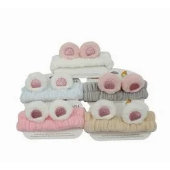 FASCIA PER CAPELLI DOCCIA SHAMPOO TRUCCO SPUGNA CON ORECCHIE ORSO PELOSE 79295