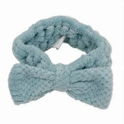FASCIA PER CAPELLI DOCCIA SHAMPOO ASCIUGAMANO TRUCCO SPUGNA FIOCCO AZZURRO 79622