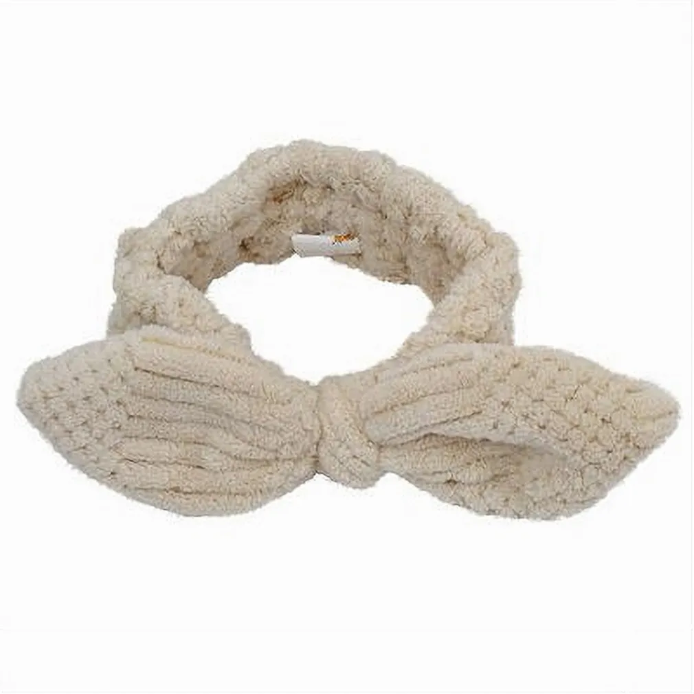 FASCIA PER CAPELLI DOCCIA SHAMPOO TRUCCO SPUGNA CON FIOCCO ANNODATO BEIGE 79615