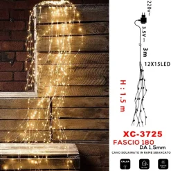FASCIO LUMINOSO 180 MICROLED LUCE CALDA CAVO SGUAINATO IN RAME SBIANCATO XC-3725