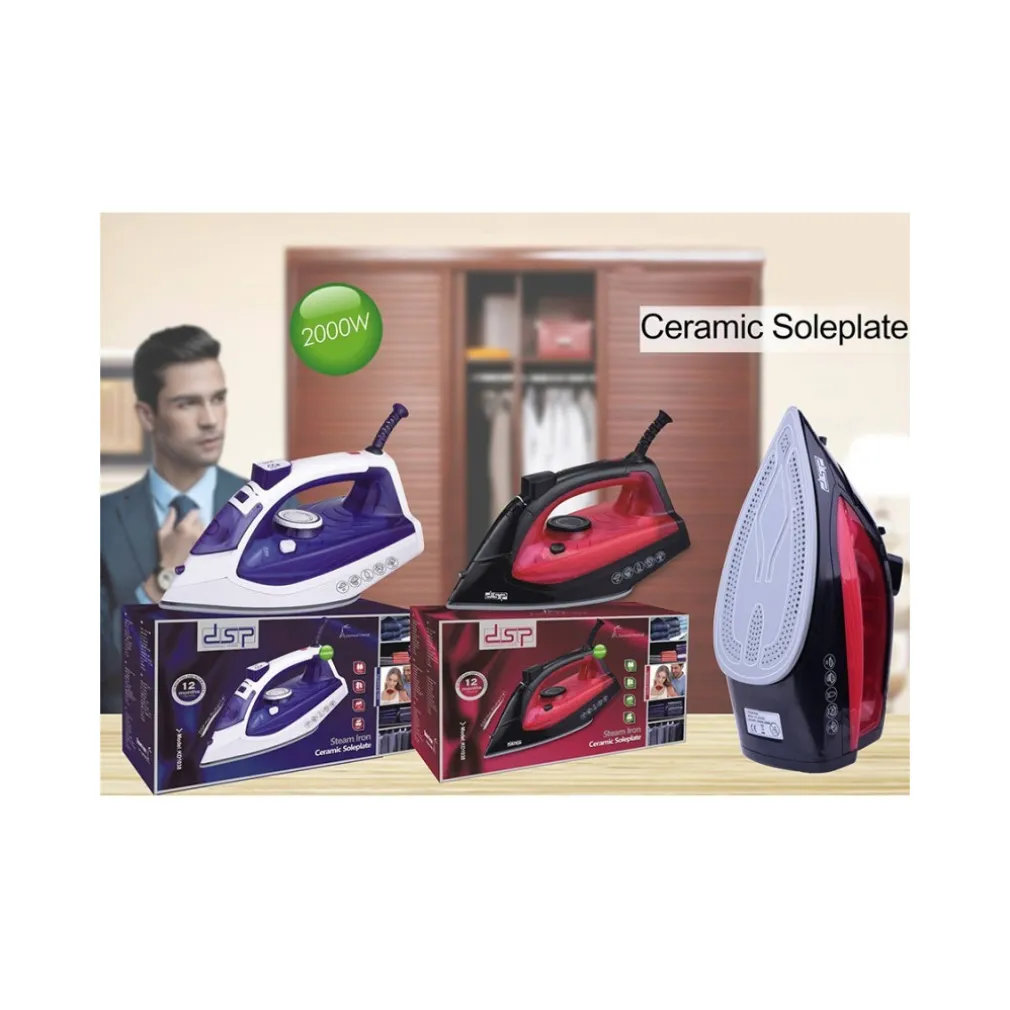 FERRO DA STIRO A VAPORE 2000 W PIASTRA IN CERAMICA STIRATURA VERTICALE IRON 1038