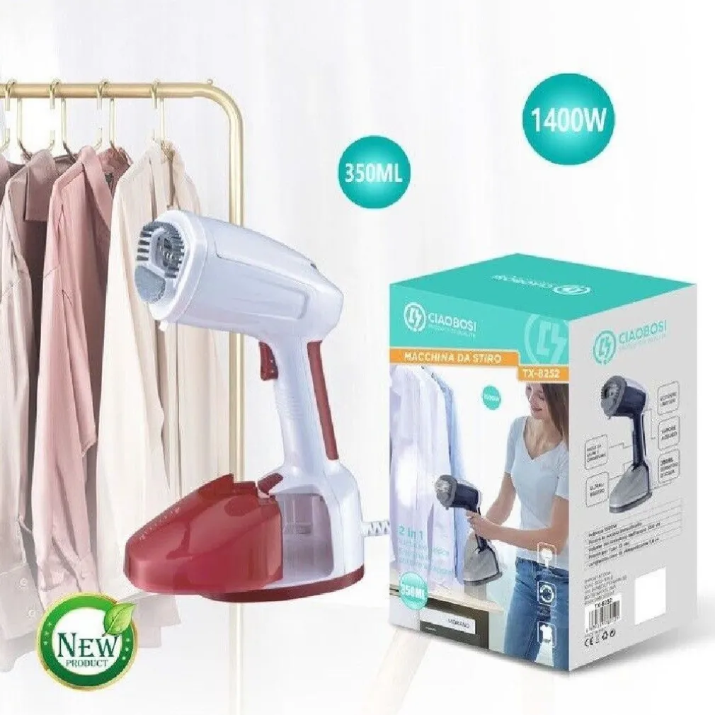 FERRO DA STIRO VERTICALE 1400 WATT RIMUOVI PIEGHE VESTITI VAPORE 350ML TX-8252
