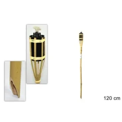 FIACCOLA BAMBÙ BAMBOO 120 CM PER ESTERNO GIARDINO LUCE TORCIA STOPPINO RO000444