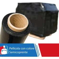 FILM ESTENSIBILE PELLICOLA NERA ROTOLO MANUALE PER IMBALLAGGI 160MX23MYX50CM
