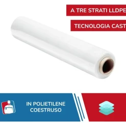 FILM ESTENSIBILE PELLICOLA TRASPARENTE ROTOLO MANUALE PER IMBALLO 160MX23MYX50CM