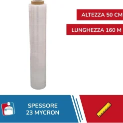 FILM ESTENSIBILE PELLICOLA TRASPARENTE ROTOLO MANUALE PER IMBALLO 160MX23MYX50CM