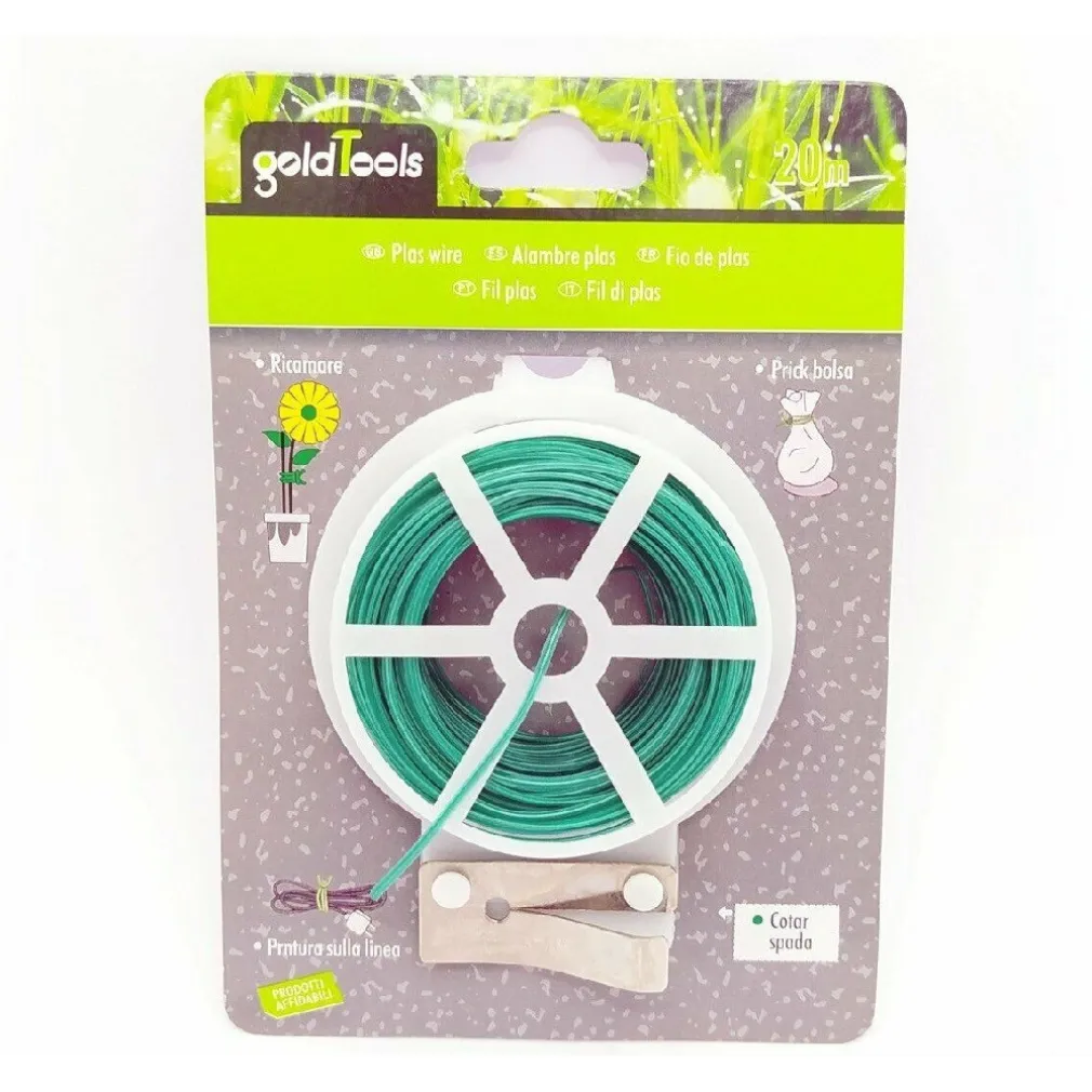 FILO DI FERRO PLASTIFICATO ANIMA DI FERRO PER GIARDINO GIARDINAGGIO 20 MT 90131