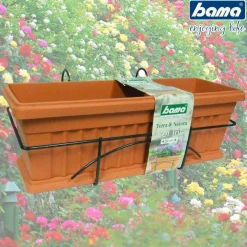 FIORIERA DA BALCONE RINGHIERA 40CM BALCONETTA CON SUPPORTO E SOTTOVASO COMPLETA