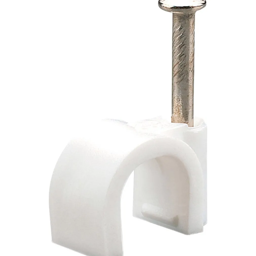 FISSACAVI CON CHIODO IN ACCIAIO DA 6 A 12 MM CONFEZIONE DA 100PZ COLORE BIANCO