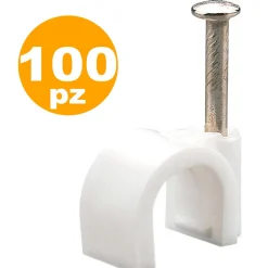 FISSACAVI CON CHIODO IN ACCIAIO DA 6 A 12 MM CONFEZIONE DA 100PZ COLORE BIANCO