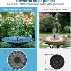 FONTANA CON PANNELLO SOLARE DA GIARDINO PER LAGHETTO PISCINA UCCELLI ACQUA