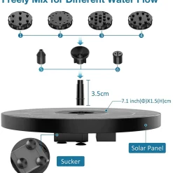 FONTANA CON PANNELLO SOLARE DA GIARDINO PER LAGHETTO PISCINA UCCELLI ACQUA