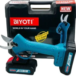 FORBICE DA POTATURA A BATTERIA CESOIA TRONCA RAMI 26V CORDLESS 2 BATTERIE 3.0AH