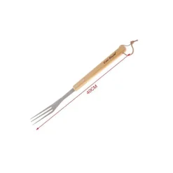 FORCHETTONE 3 REBBI PER BARBECUE GRIGLIATA 40CM IN ACCIAIO MANICO LEGNO 2406328